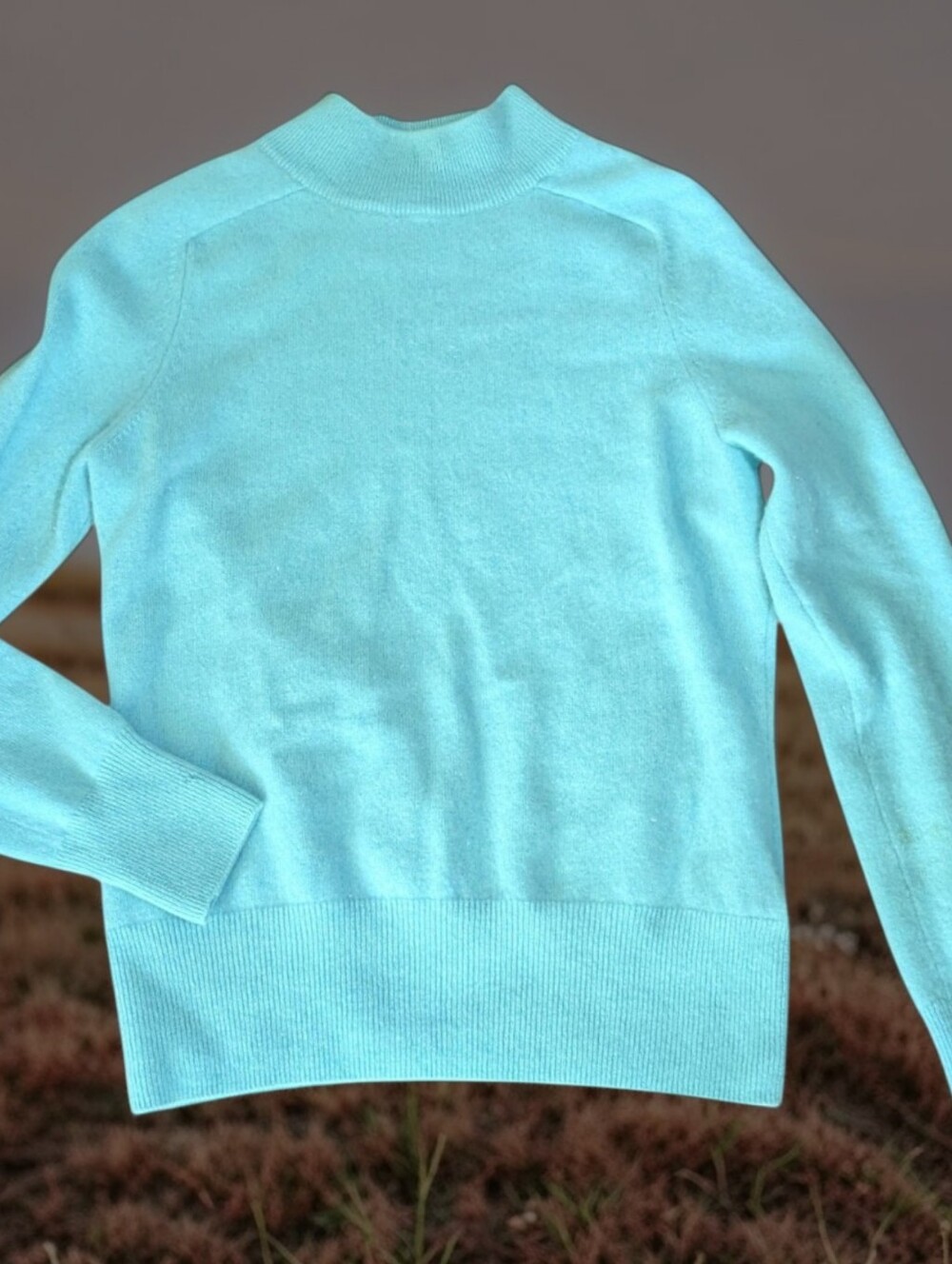 Prive 100% Cashmere Mint Mock Neck Sweater Quiet Luxury Old Money Sz S